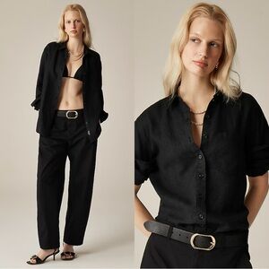 NWT J CREW Garçon classic shirt in Baird McNutt Irish linen in black